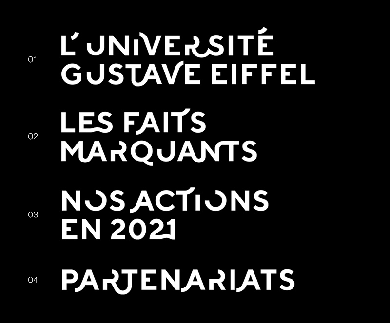 Studio graphique Epok design Paris-Rennes Identité visuelle Université Gustave Eiffel Rapport d'activité 2021